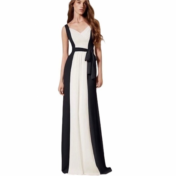 White By Vera Wang V-Neck Mermaid Black/White Gown Wedding Prom Dress Sz 2 - Picture 1 of 10
